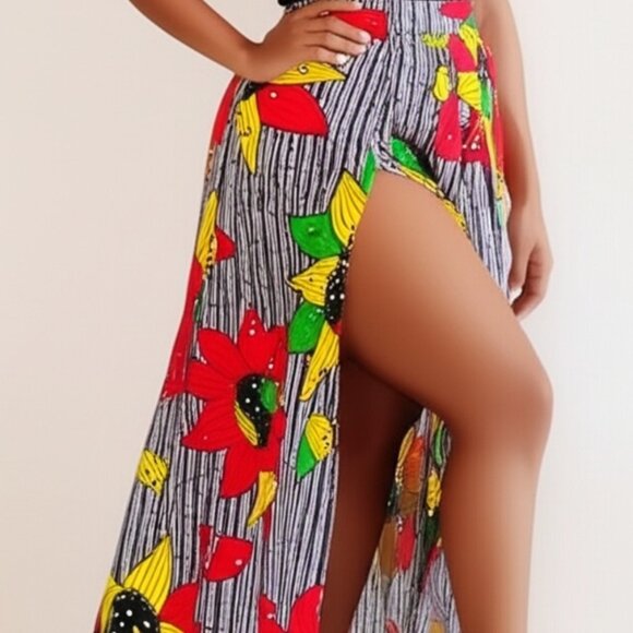 Dresses & Skirts - African Print Slitted Maxi Skirt with pockets XXL